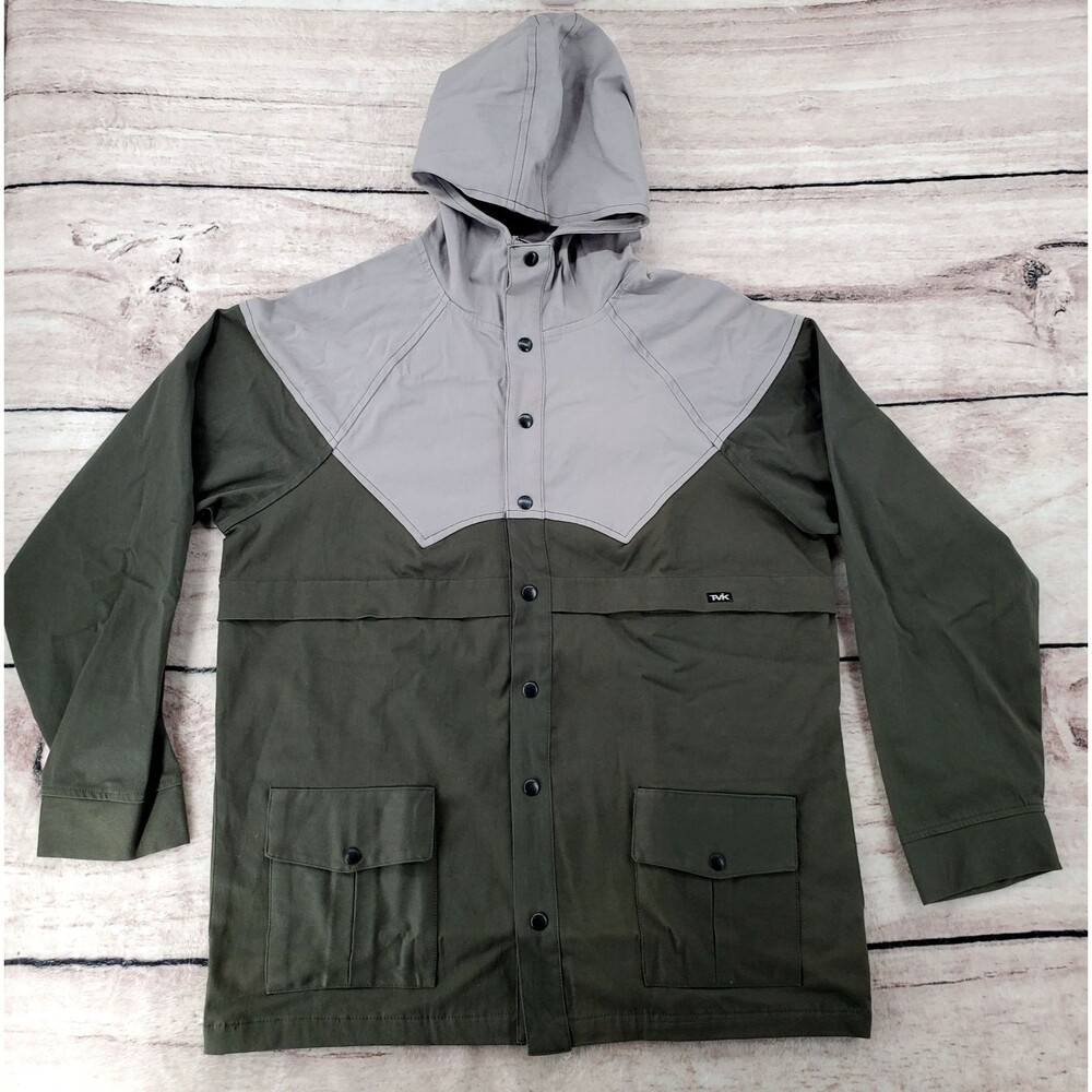 Tavik Jacket Men XL Gray Army Green Hoodie Shacket Work Wear Skate Y2k NEW